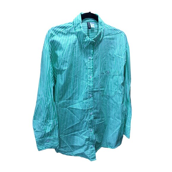 Divided Spring Green White Mens Button down Long‎ Sleeve Shirt - Picture 2 of 5
